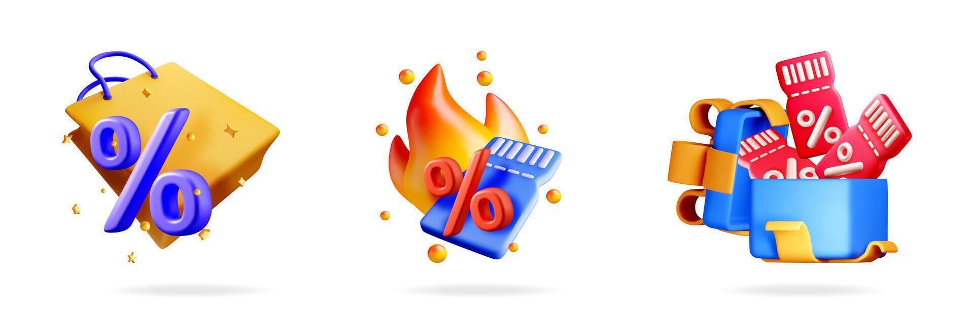 Colorful discount icons for promotions vector