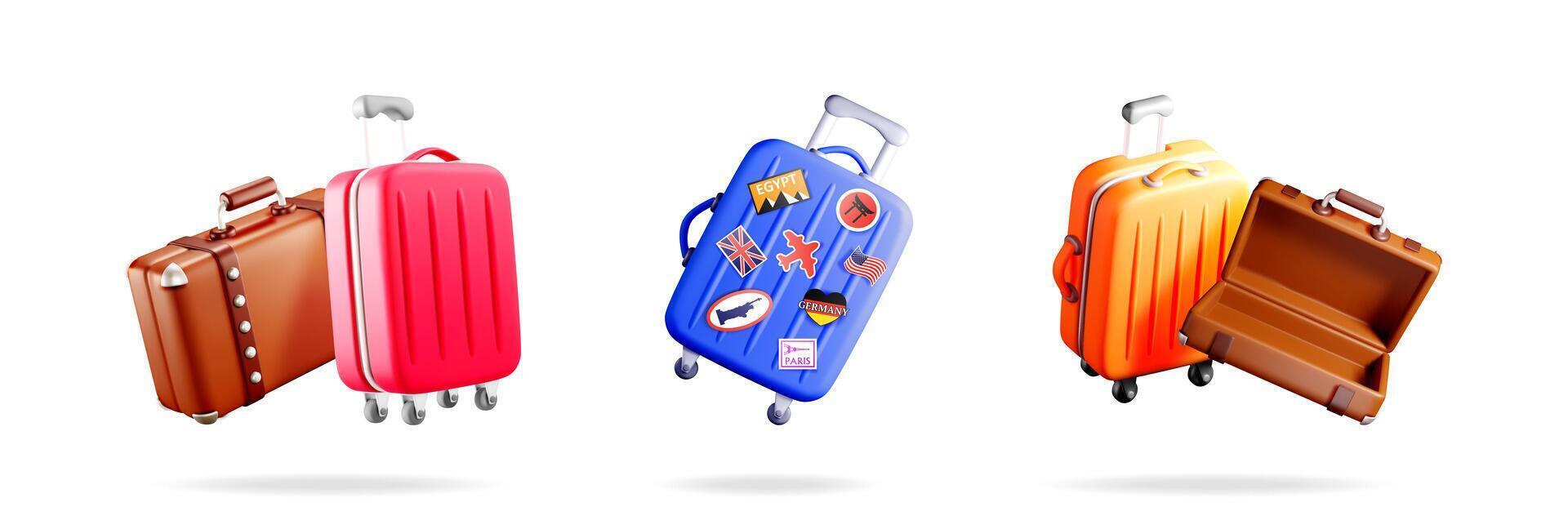 Suitcase collection for travel adventure vector