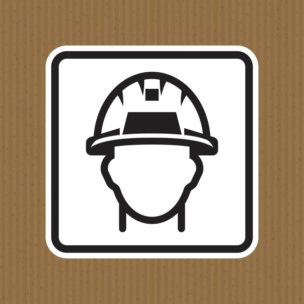 Safety Icon of Construction Worker in Hard Hat on Textured Background vector