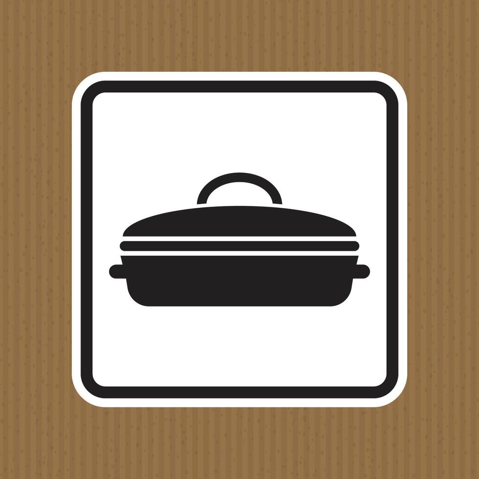 Black and White Casserole Dish Icon with Lid on Brown Background vector
