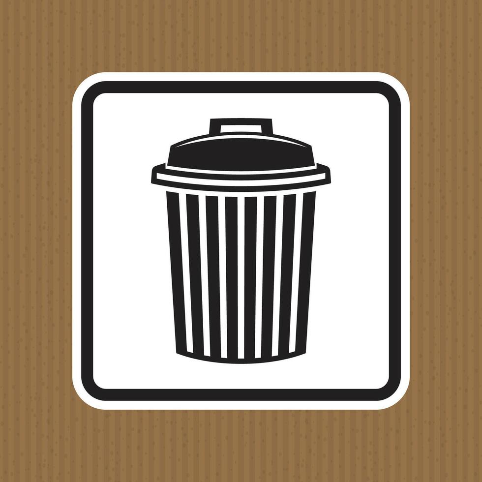 Black and White Trash Can Icon on Brown Background for Waste Management vector