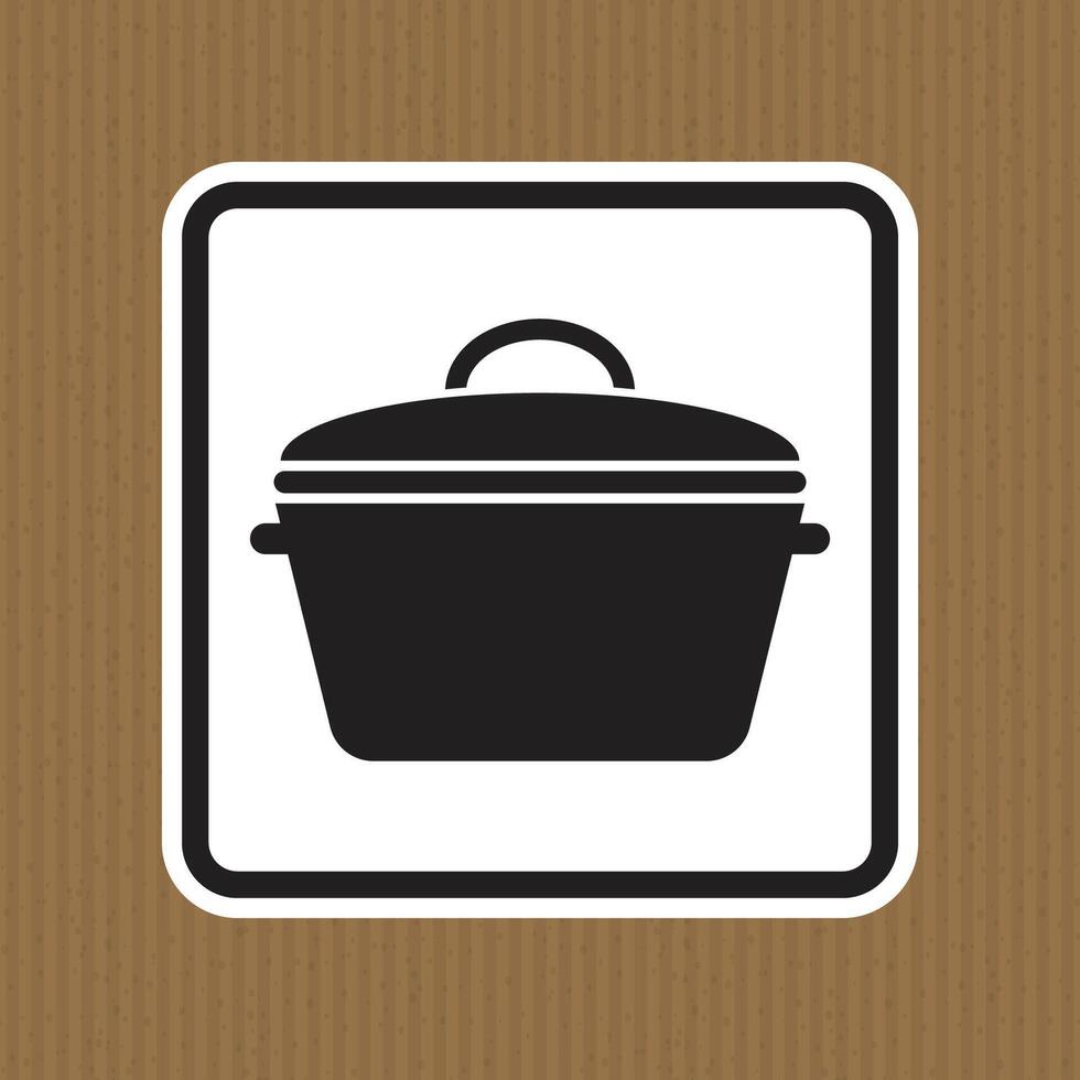Black silhouette of a cooking pot icon on a textured brown background vector