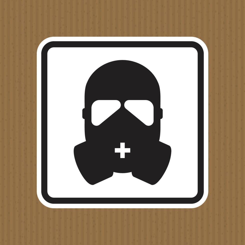 Black silhouette of gas mask on a brown background for safety symbol vector