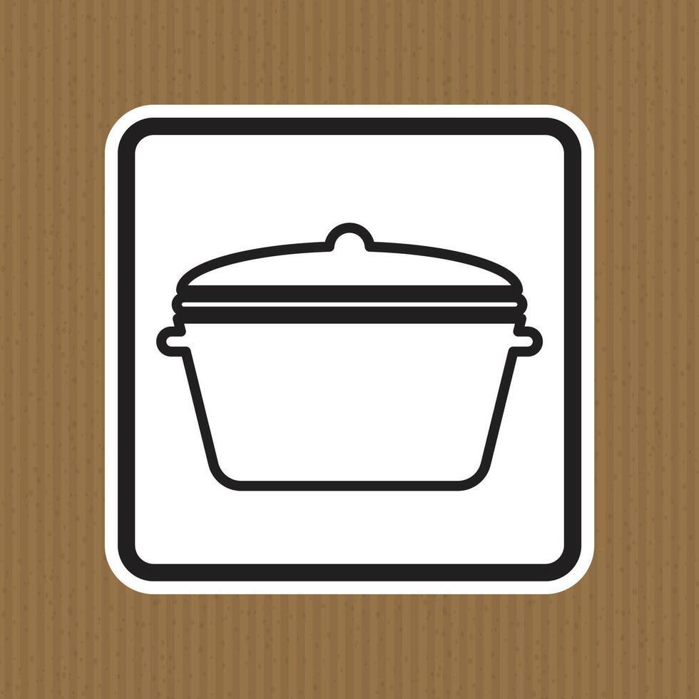 Simple Black Outline of a Cooking Pot Icon on Brown Background vector