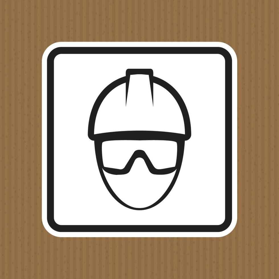 Construction Safety Icon with Hard Hat and Protective Goggles in Black Design vector