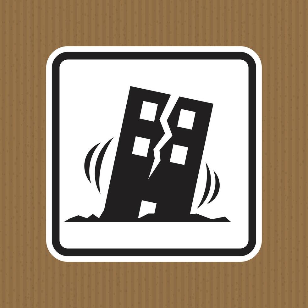 Broken Building Sign Illustrating Structural Damage Due to Earthquake vector