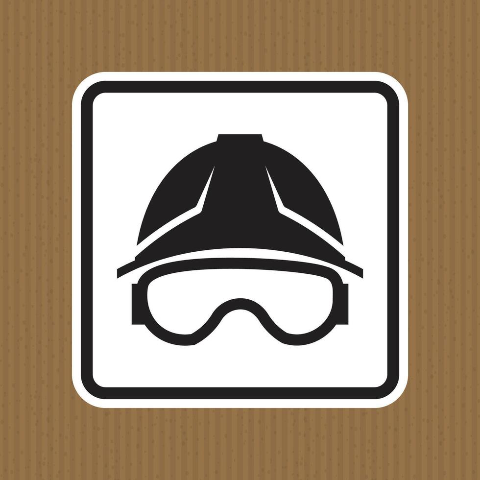 Safety Sign Featuring Hard Hat and Goggles for Construction Zone Awareness vector