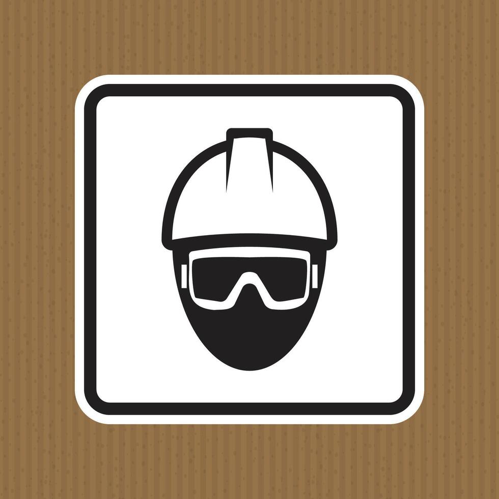 Icon of a Worker with Hard Hat and Safety Glasses on a Textured Background vector
