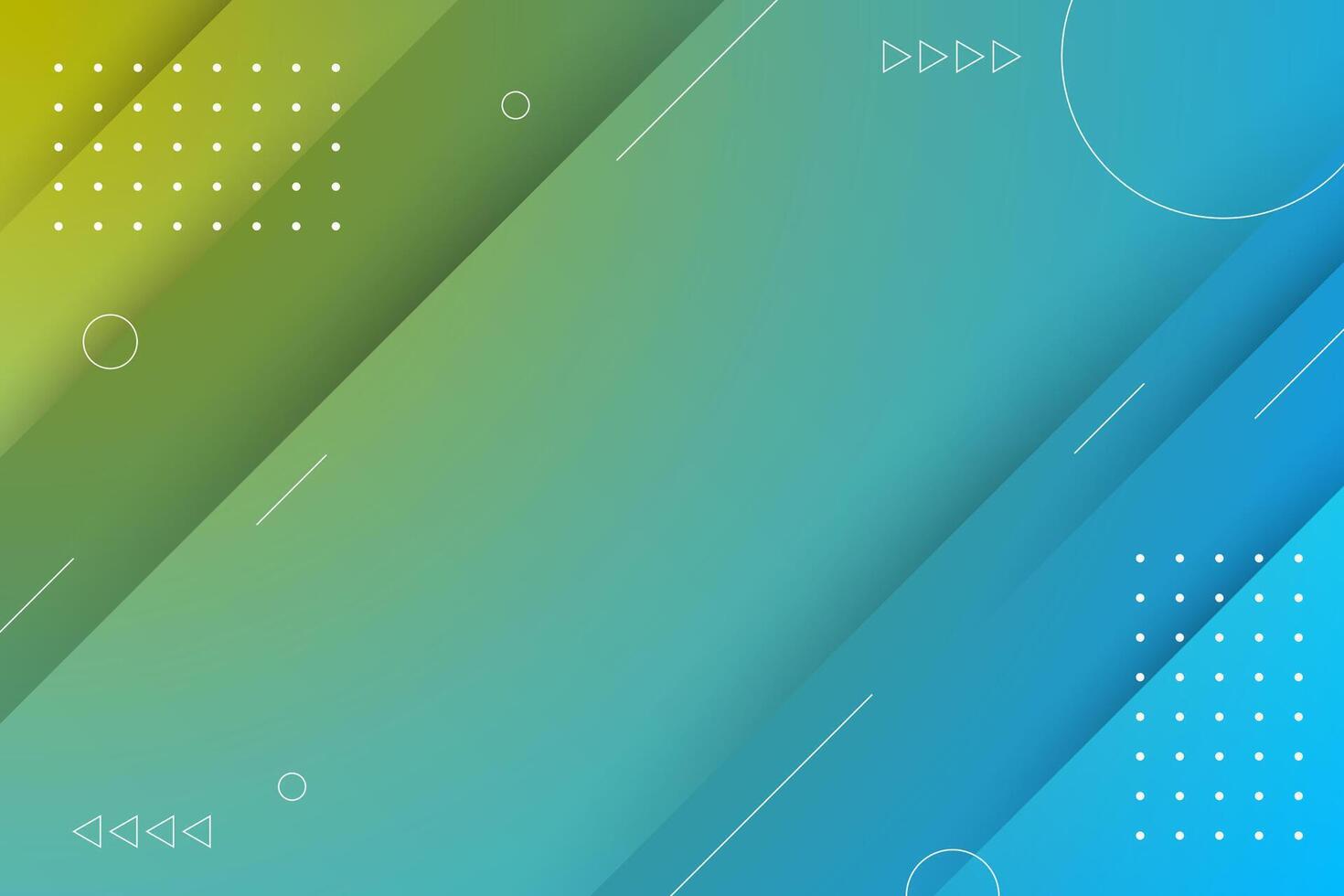 Vibrant green and blue gradient abstract background with geometric elements vector