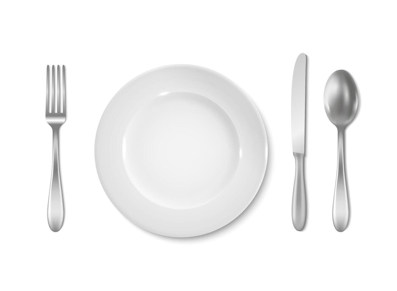 White empty plate with knife,fork and spoon vector