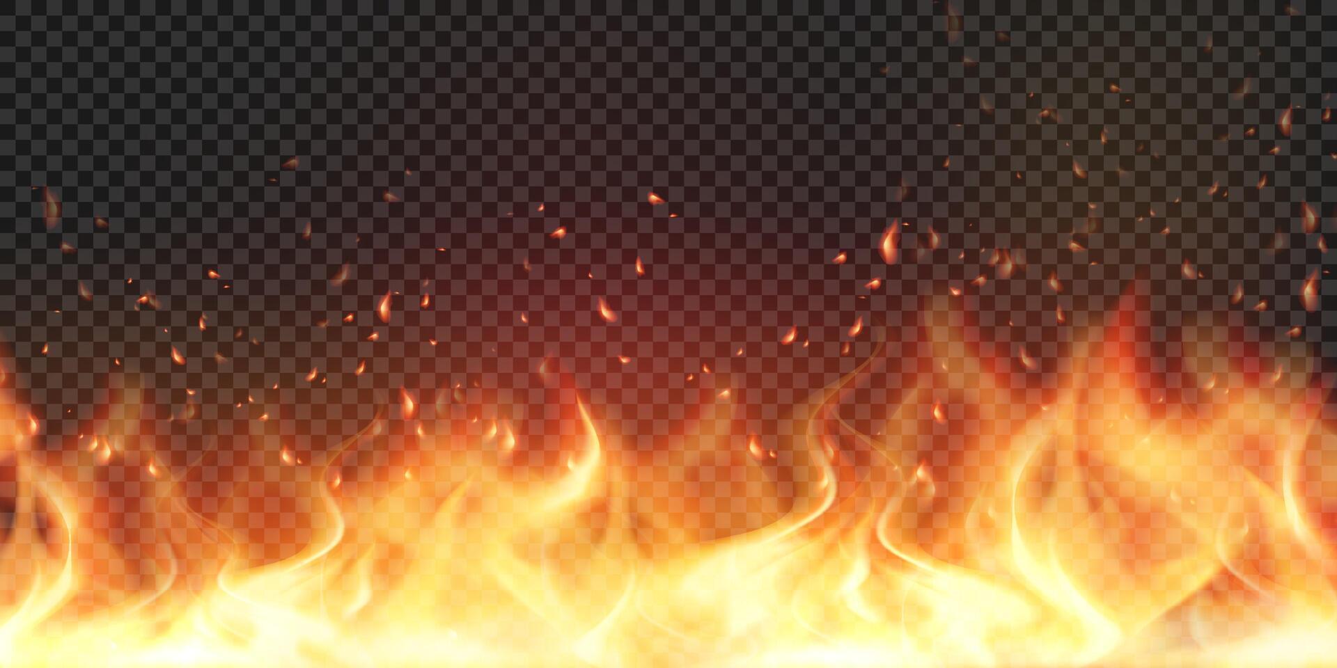 Orange realistic flame with smoke vector