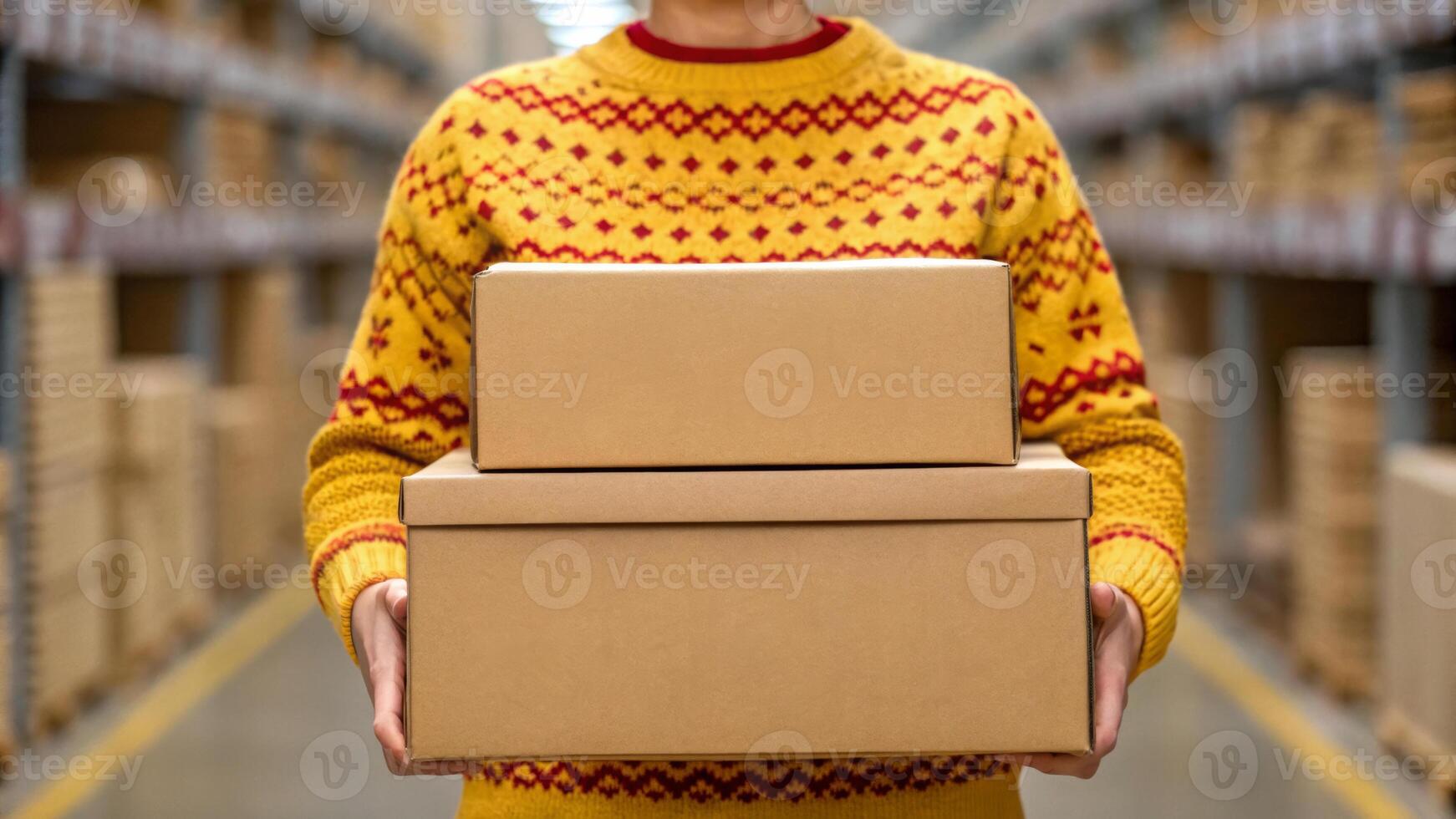 Delivery courier logistics ecommerce shipping. Person holding cardboard boxes delivery courier logistics ecommerce shipping photo