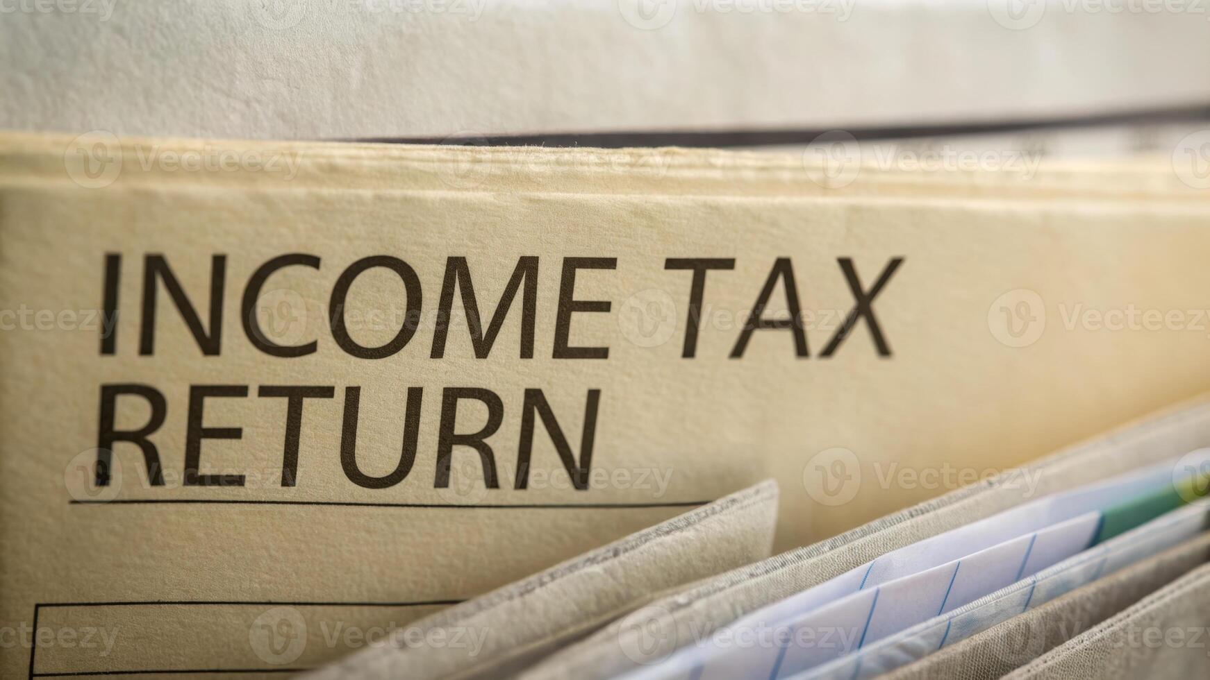 Tax finance budget, Financial accounting concepts. Income tax return document finance paper close up high angle shallow depth . Payment, Debt, Penalty, Credit, Bill, Businessman, Office, Money photo