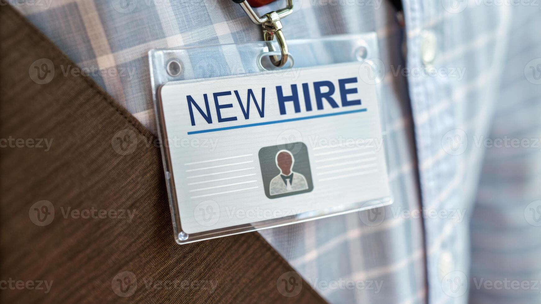 Job labor employment, unemployment. New hire badge employment job opportunity staff recruitment office worker identification . Hiring rate, economic growth, opening workforce market photo