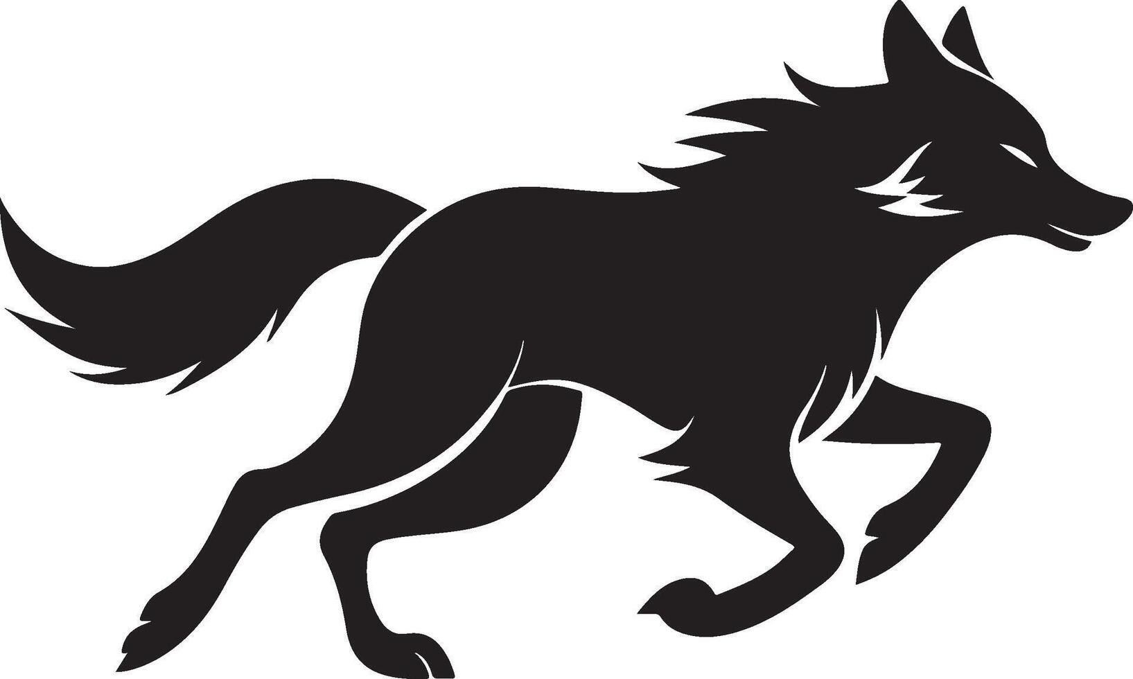 Black Silhouette of a Running Wolf vector