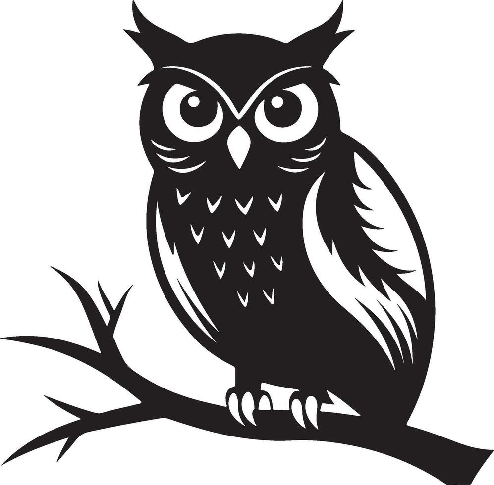 Majestic Owl on Tree Silhouette Art vector