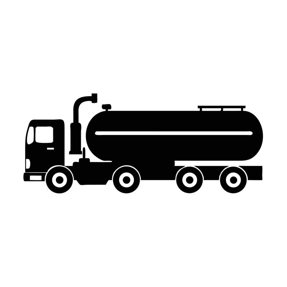 A black silhouette illustration of a tanker truck on a white background vector
