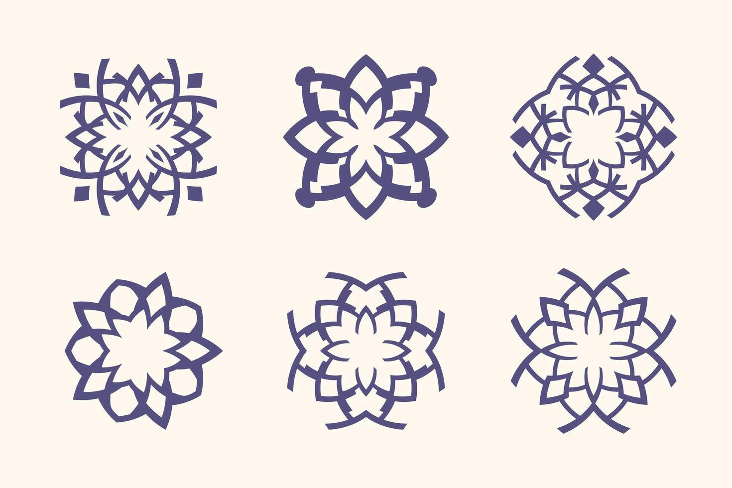 Set of six abstract designs with flowers vector