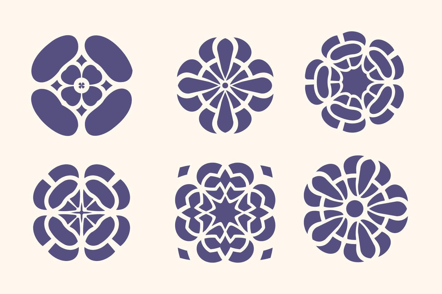 A set of six different flower designs vector