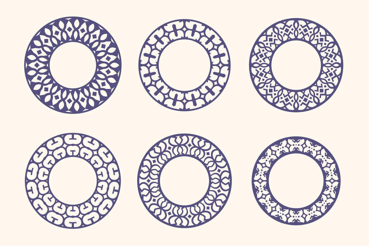 Set of circular decorative frames illustration vector