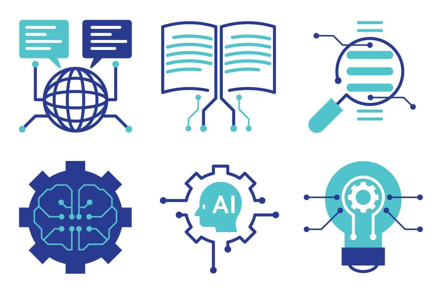 AI and Machine Learning Technology Set vector