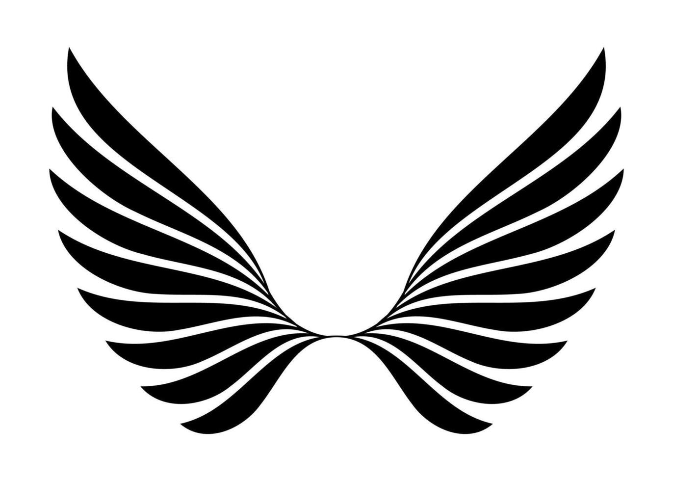 Abstract black wings silhouette isolated on white background vector