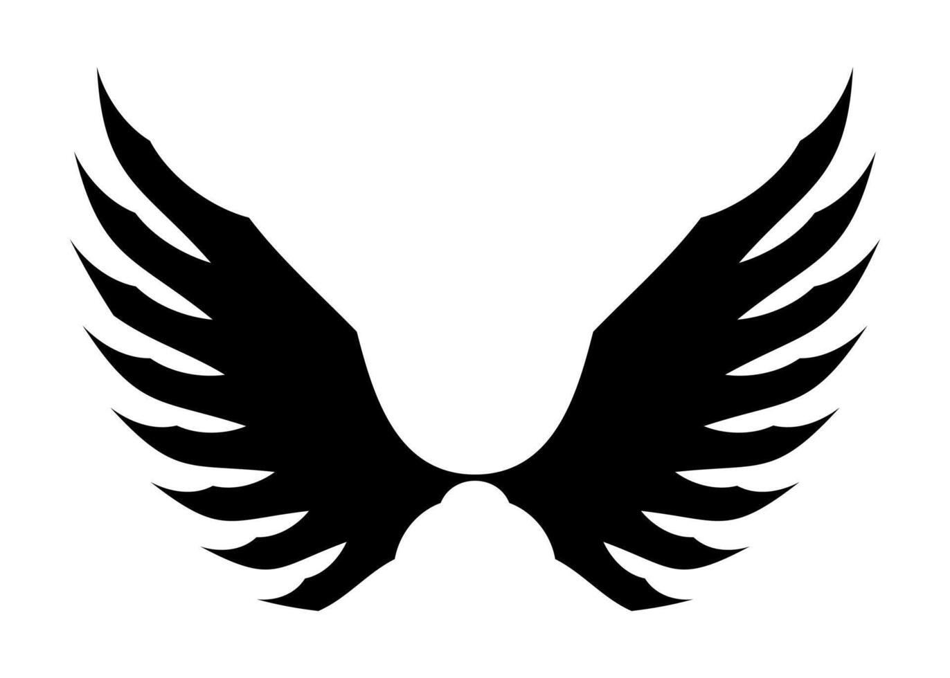 Pair of mystical wings silhouette isolated on white background vector
