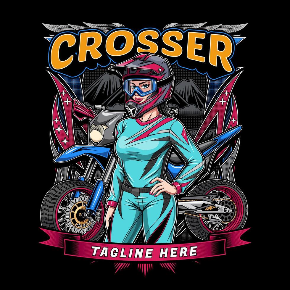 Crosser design for motocross racer theme and motocross racing team vector