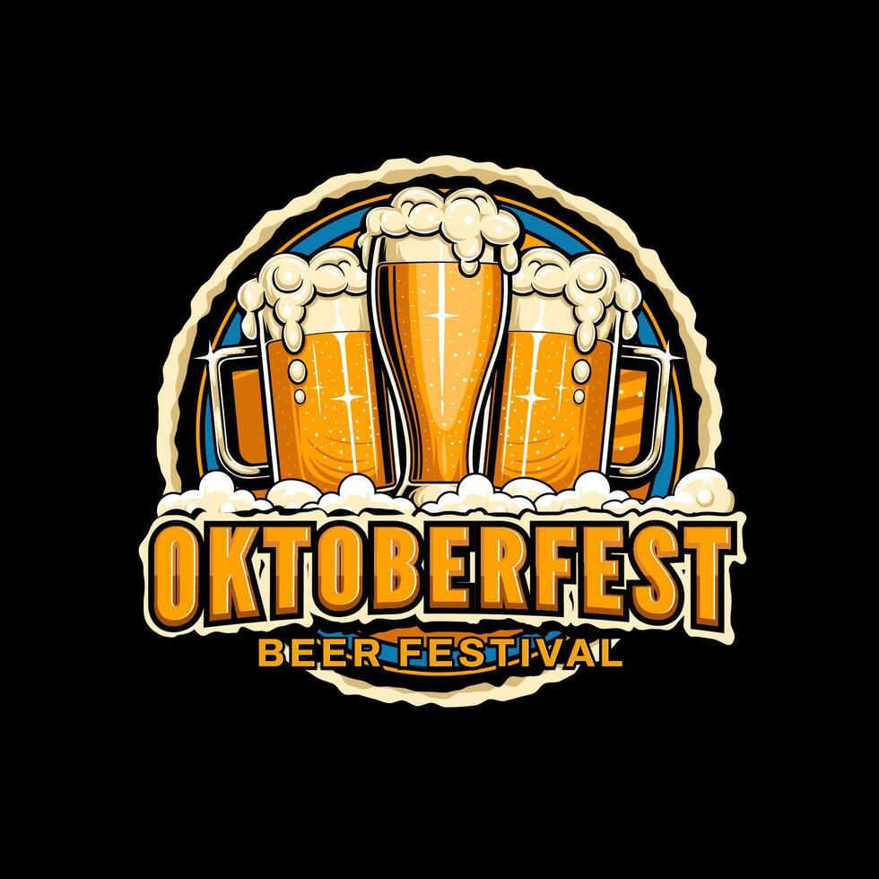Logo for Oktoberfest festival event with editable text and beer illustration vector