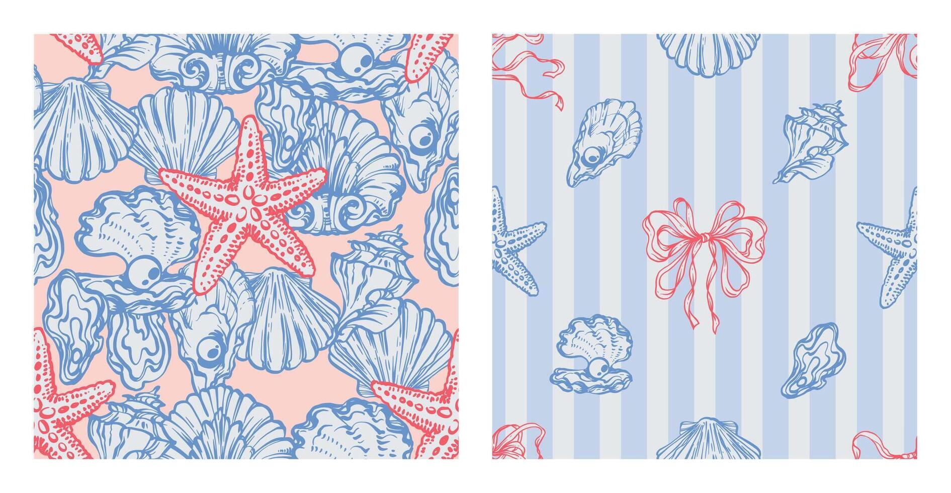 Seashells and starfish pattern design vector