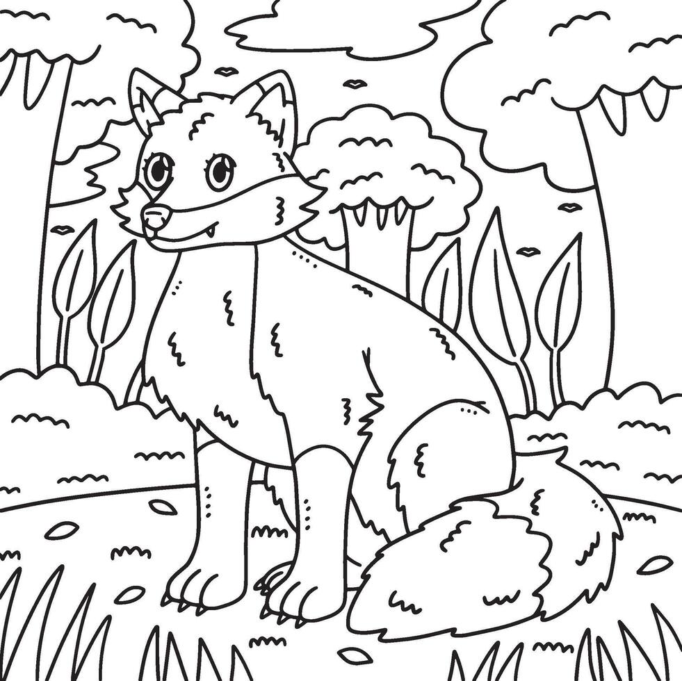 Forest Animal Fox Coloring Page for Kids vector