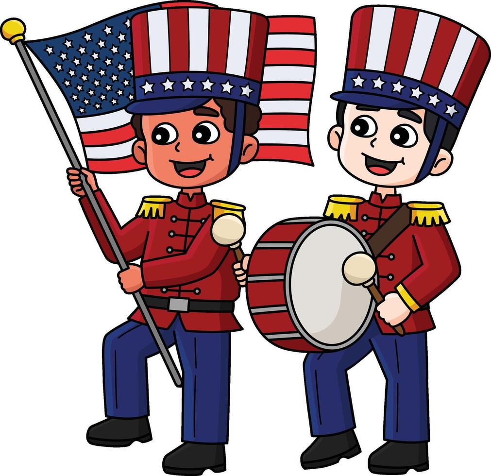 4th of July Parade Cartoon Colored Clipart vector