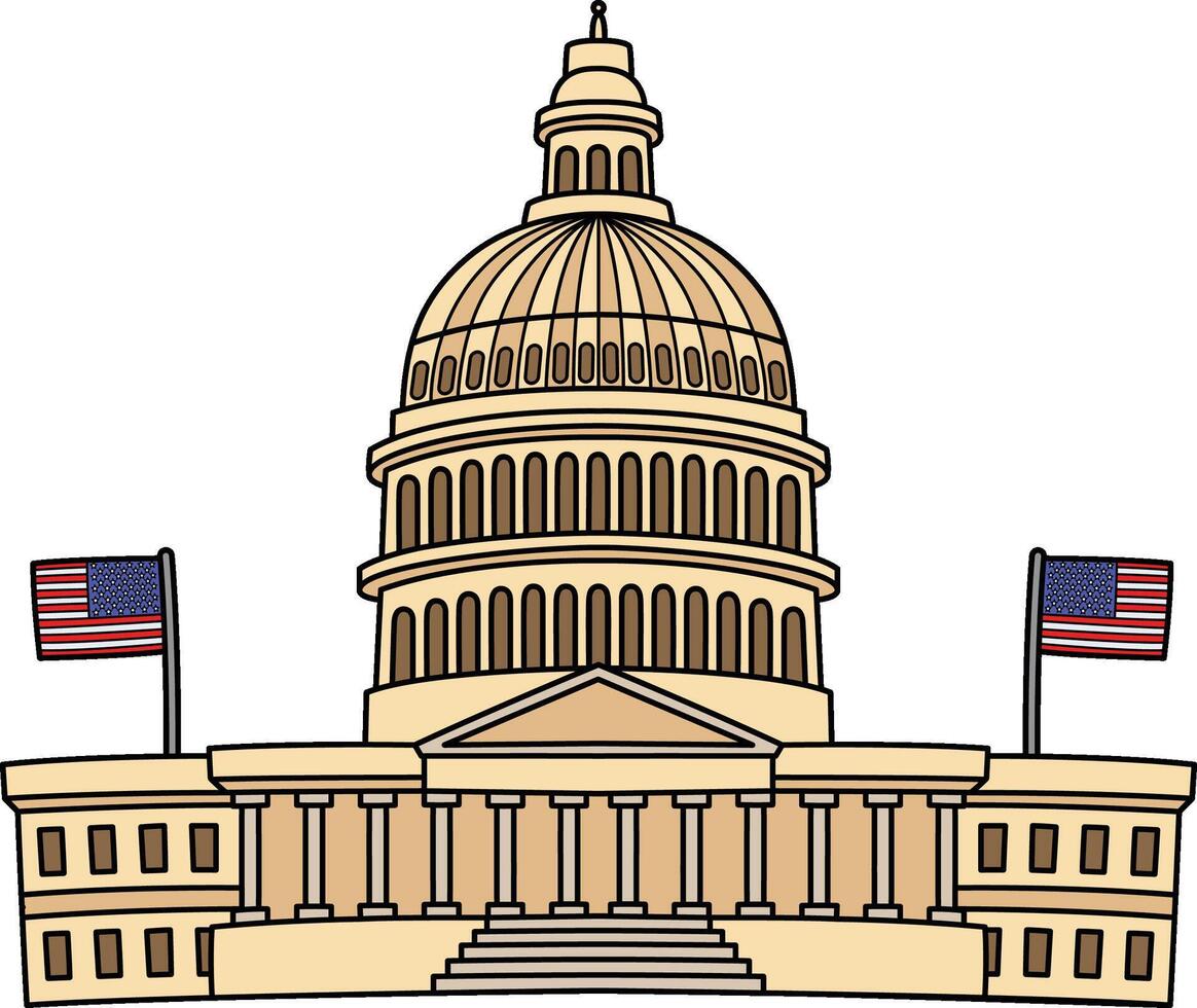 4th of July Capitol Fourth Cartoon Colored Clipart vector