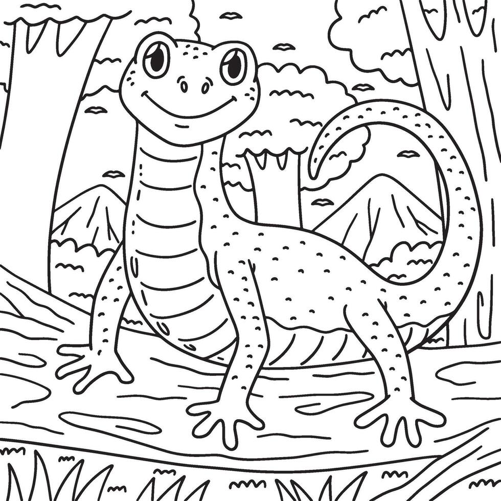 Forest Animal Newt Coloring Page for Kids vector