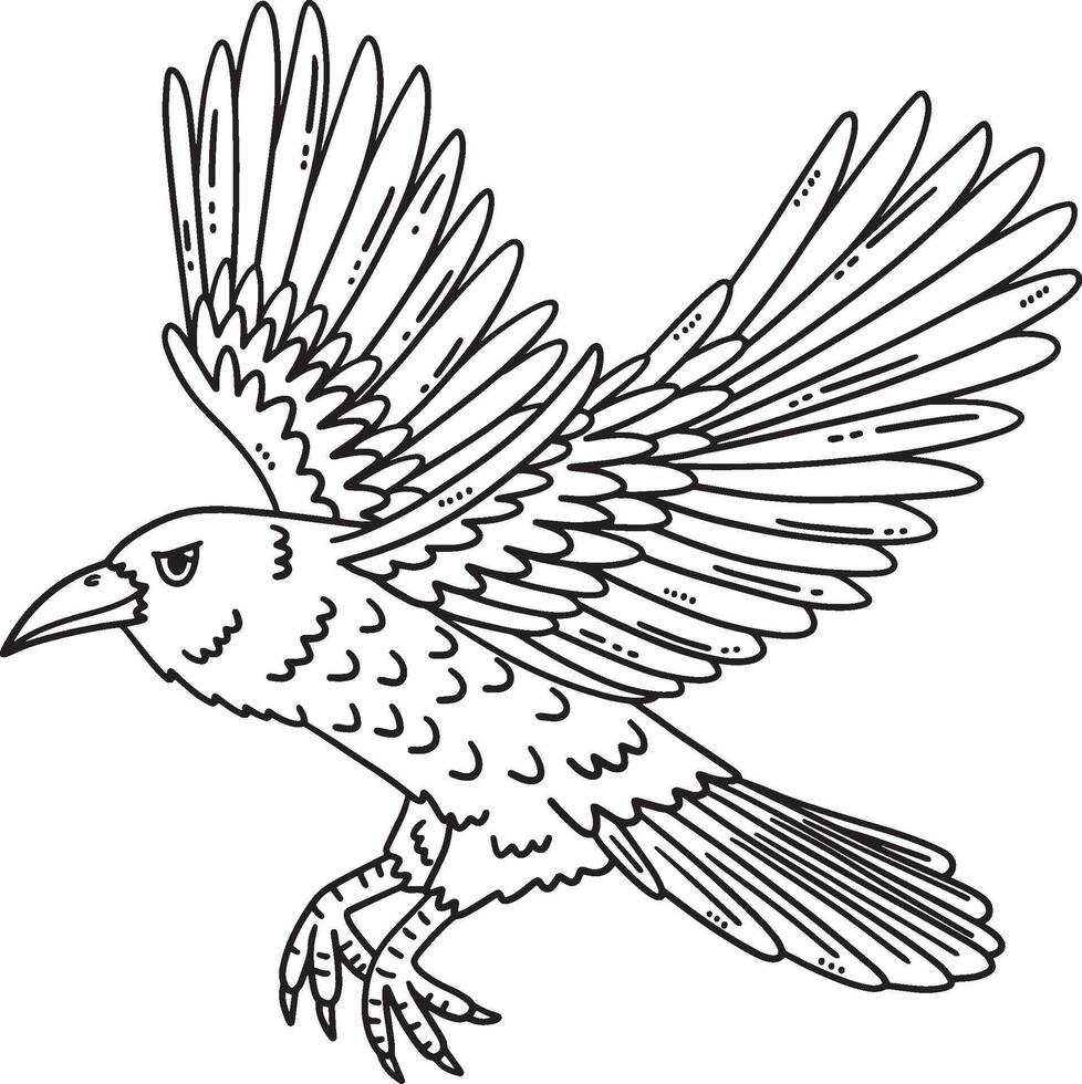 Forest Animal Raven Bird Isolated Coloring Page vector