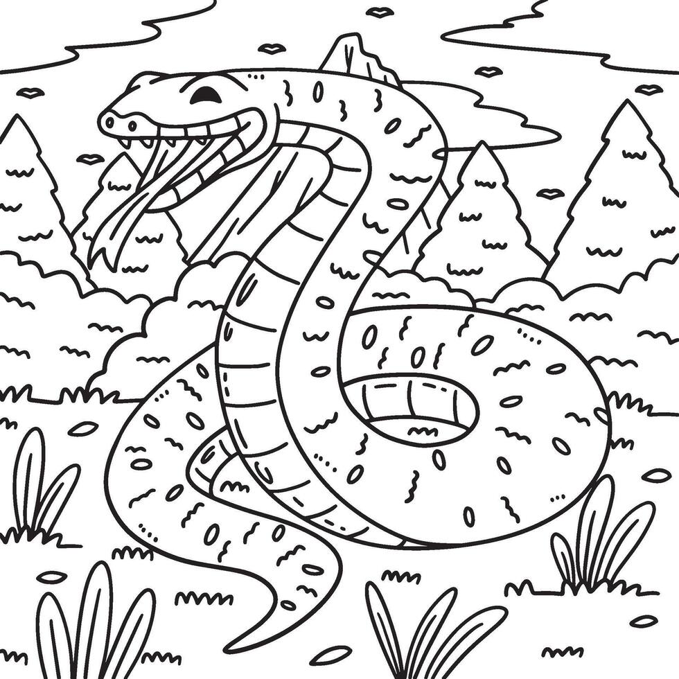 Forest Animal Grass Snake Coloring Page for Kids vector