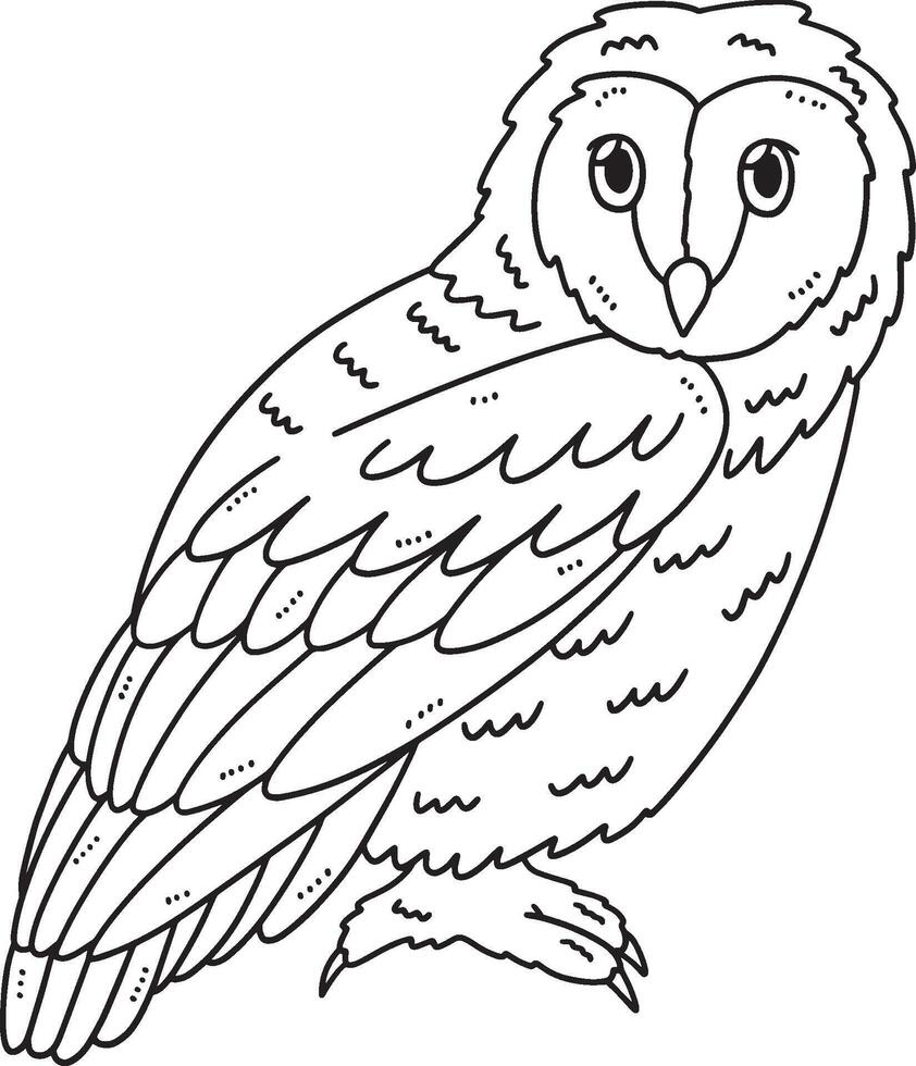 Forest Animal Tawny Owl Isolated Coloring Page vector