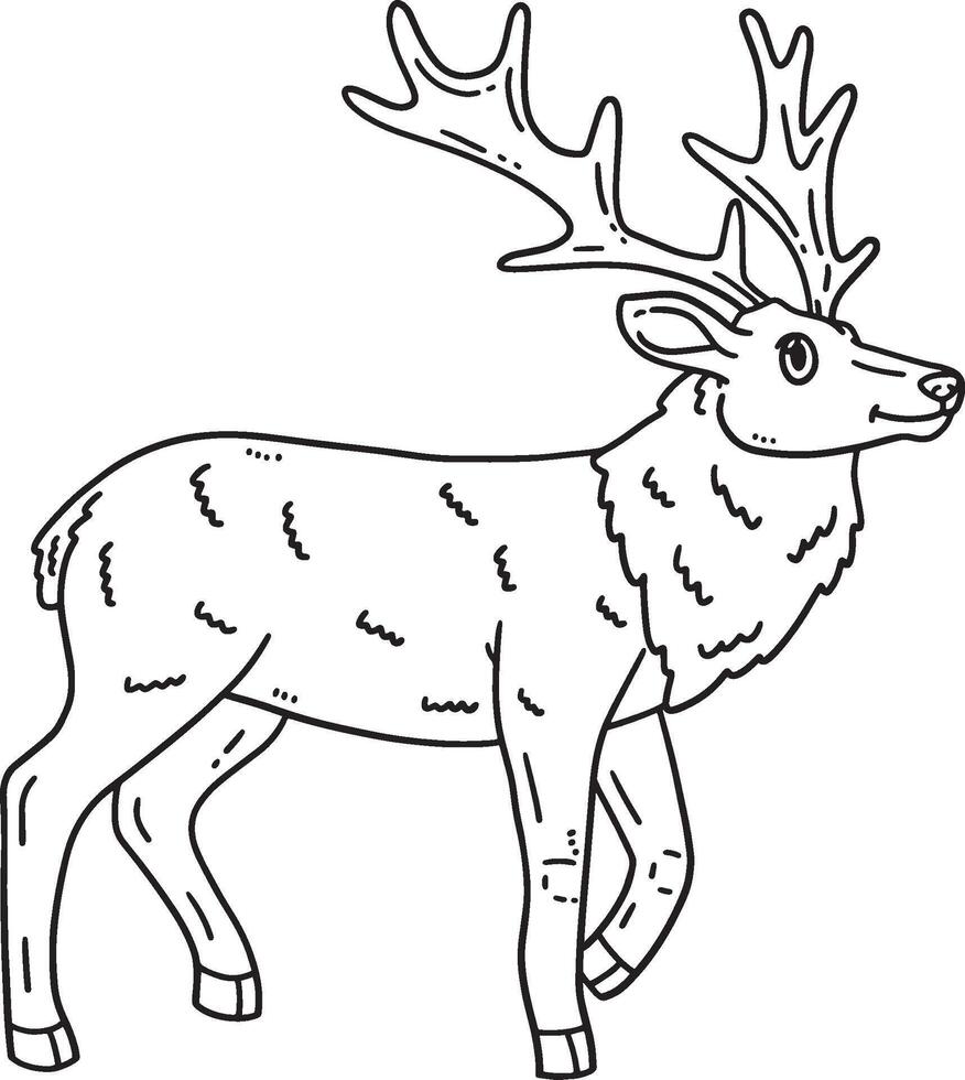 Forest Animal Elk Isolated Coloring Page for Kids vector