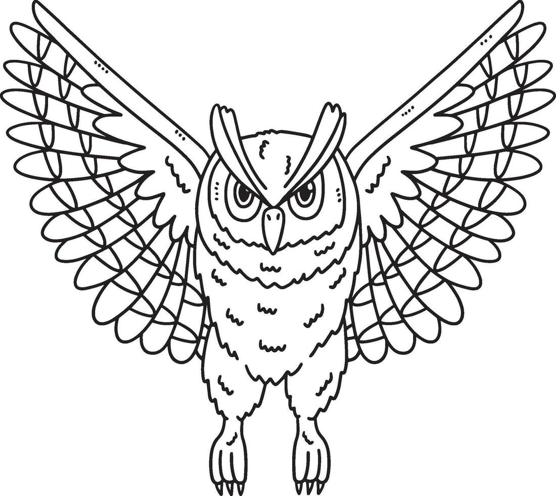 Forest Animal Eagle Owl Isolated Coloring Page vector