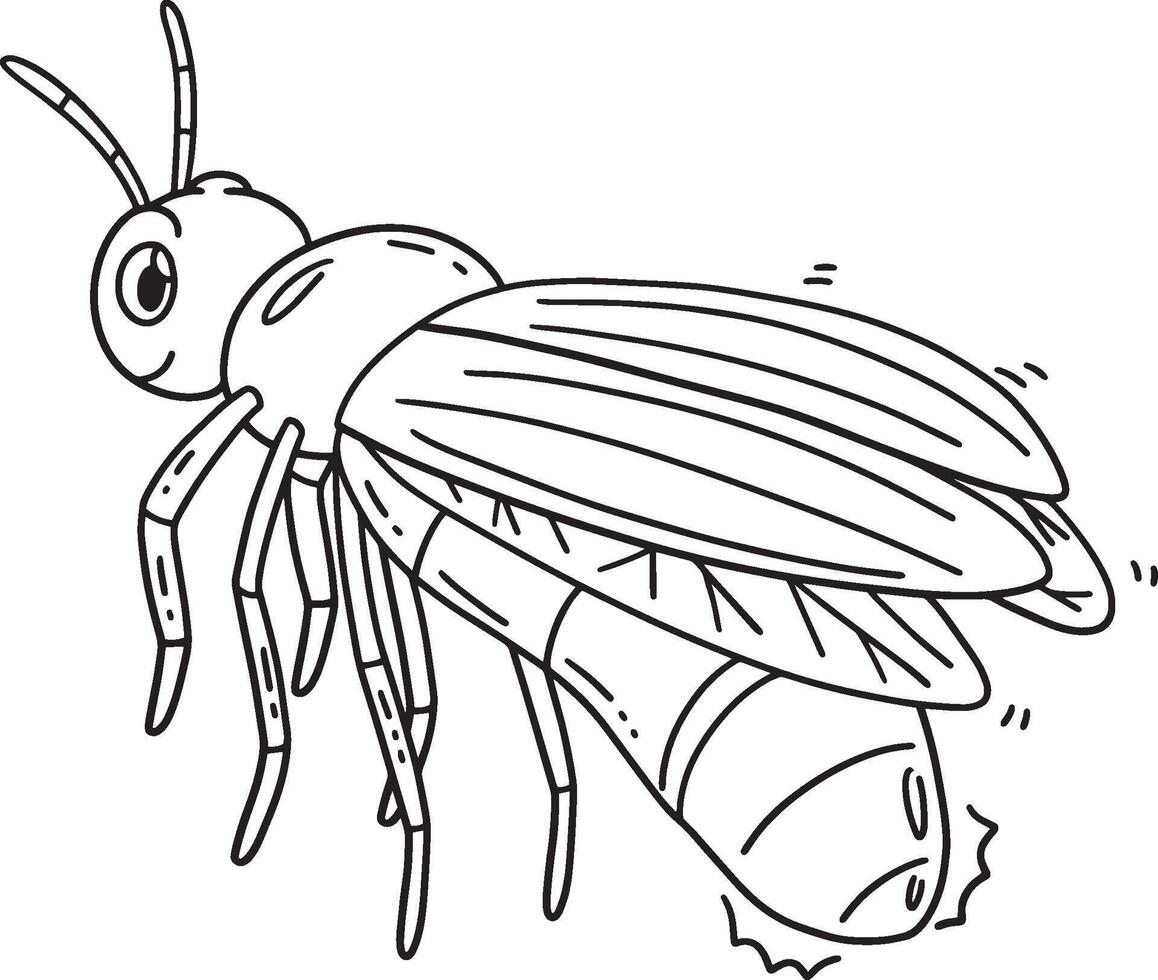 Forest Animal Firefly Isolated Coloring Page vector