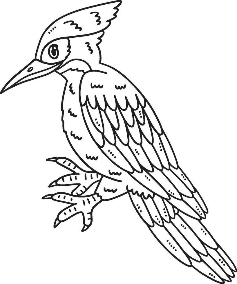 Forest Animal Woodpecker Isolated Coloring Page vector