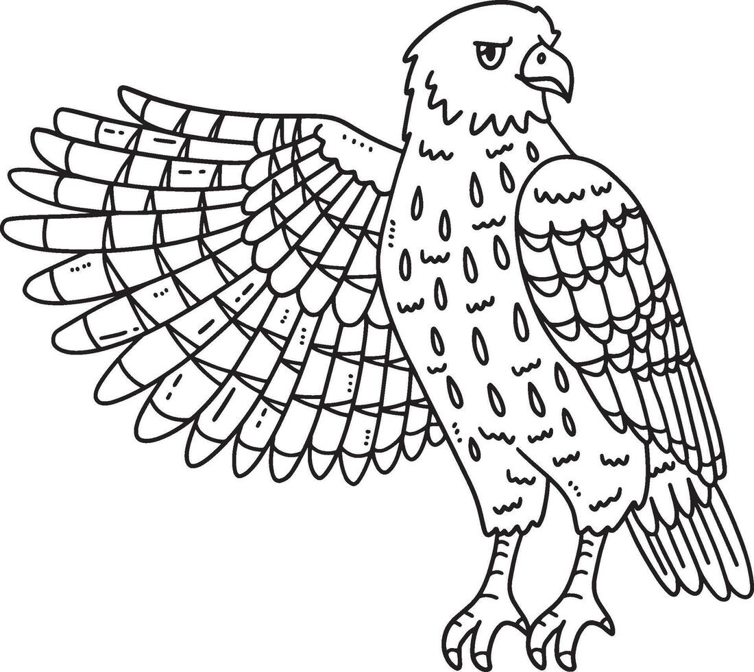 Forest Animal Buzzard Bird Isolated Coloring Page vector