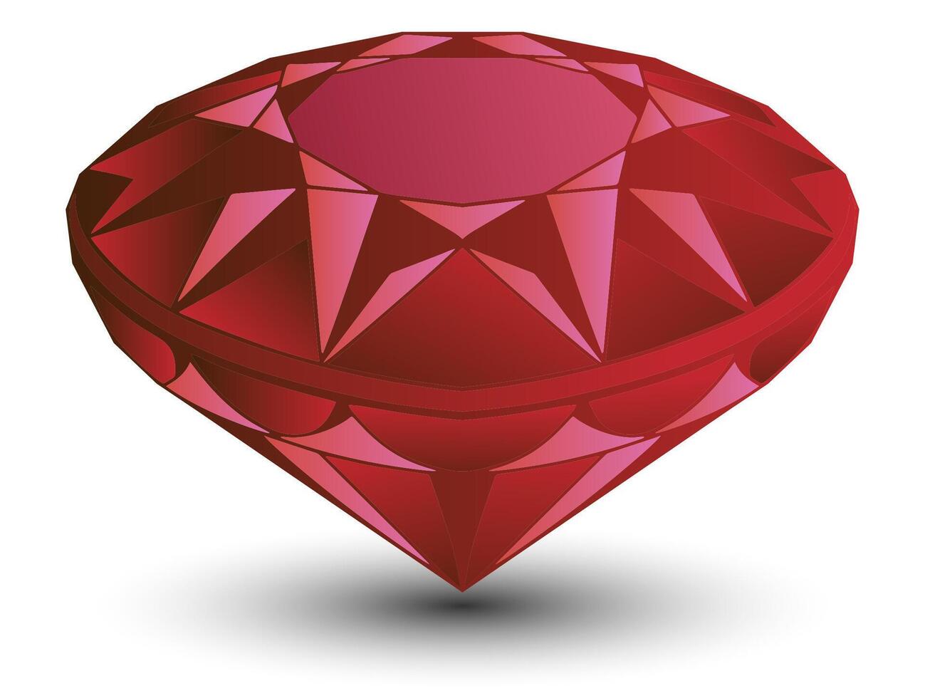 Hand drawn ruby. Faceted red diamond on white background. illustration vector