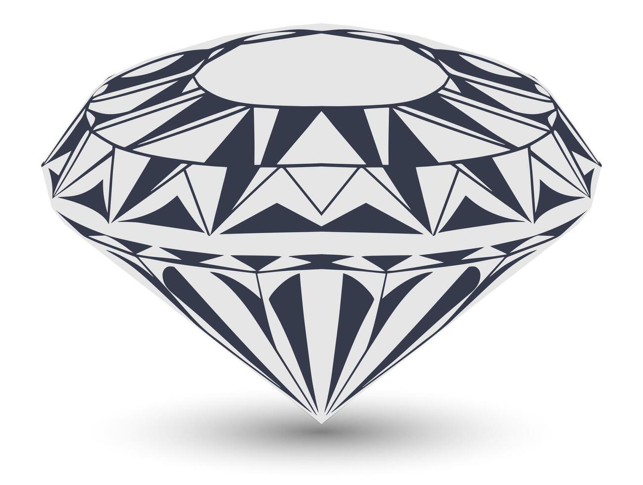 Large cut diamond on white background. illustration vector