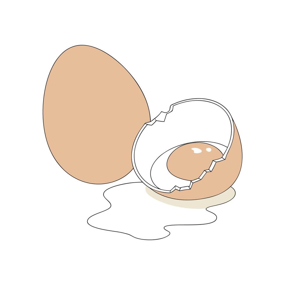 Cracked egg with yolk and white spilled vector