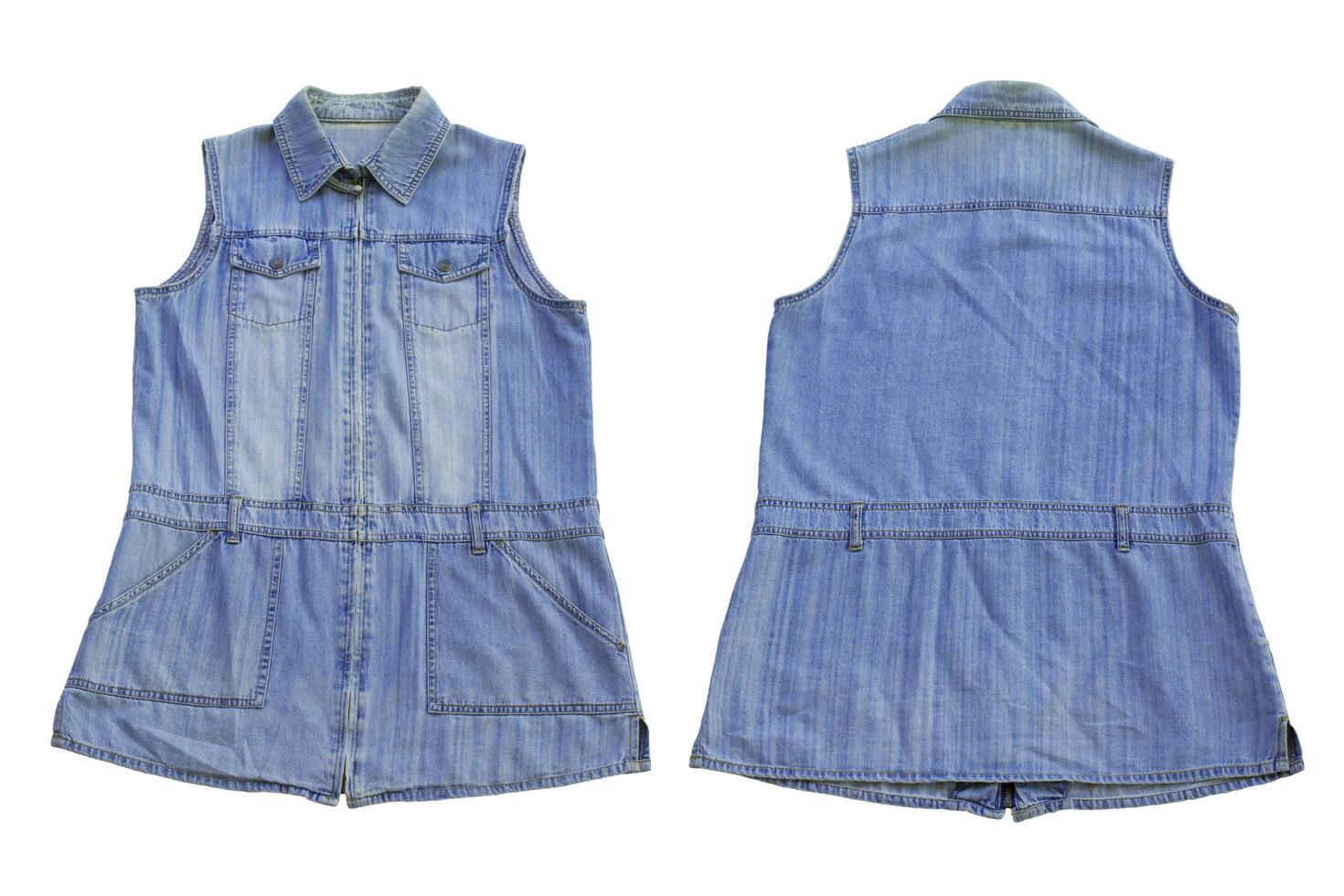 Blue Denim Vest Isolated On A White Background. photo