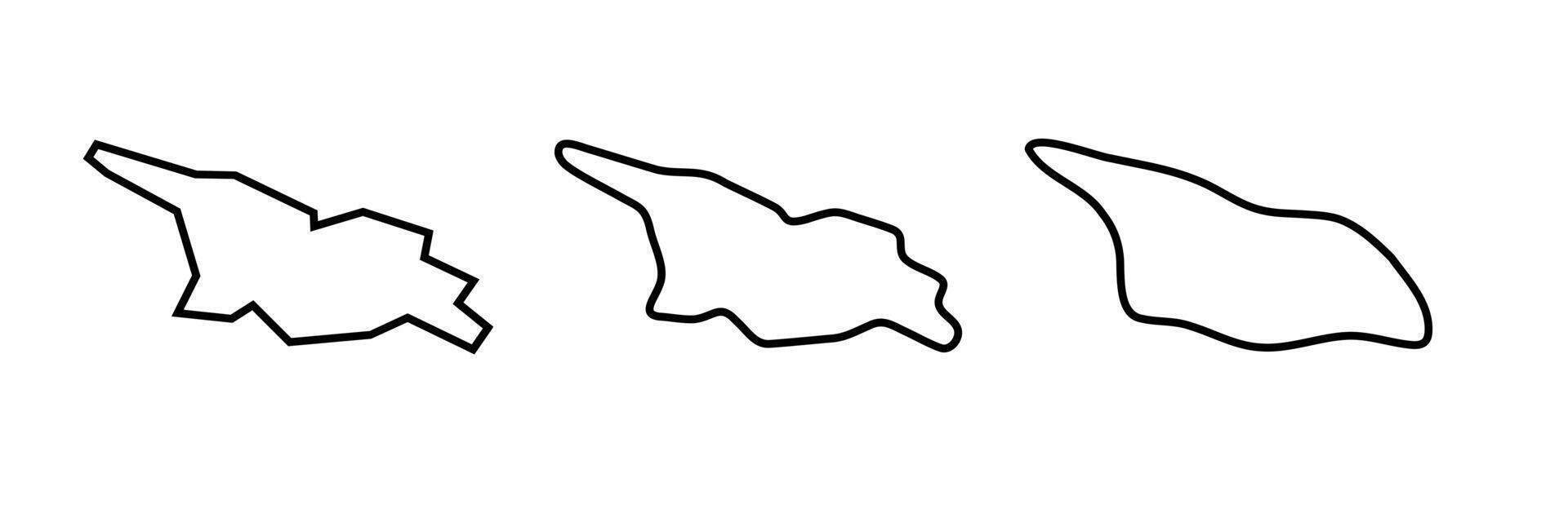 Georgia country black outline silhouettes in three different levels of smoothness. Simplified maps. icons isolated on white background. vector