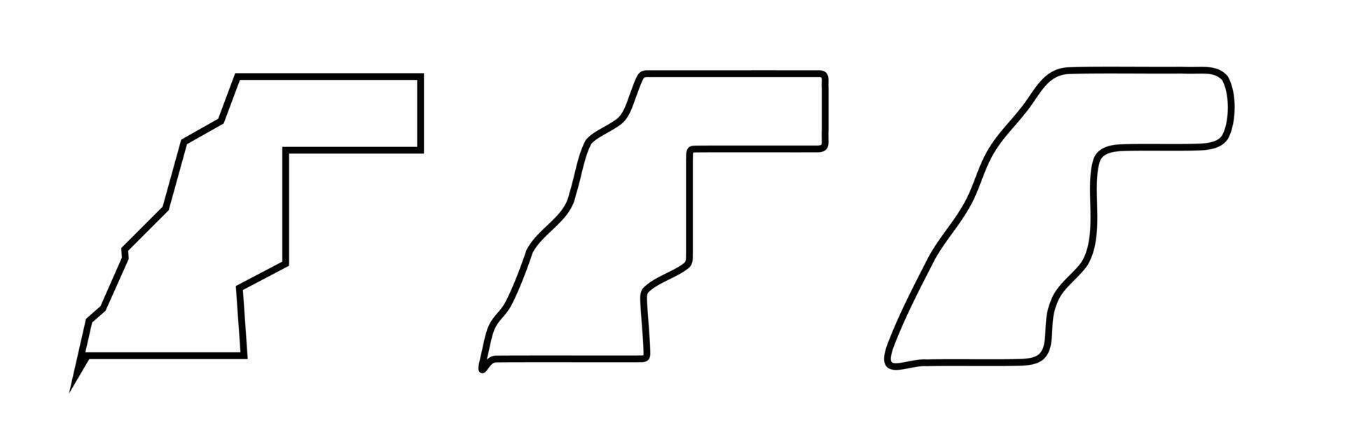 Western Sahara country black outline silhouettes in three different levels of smoothness. Simplified maps. icons isolated on white background. vector