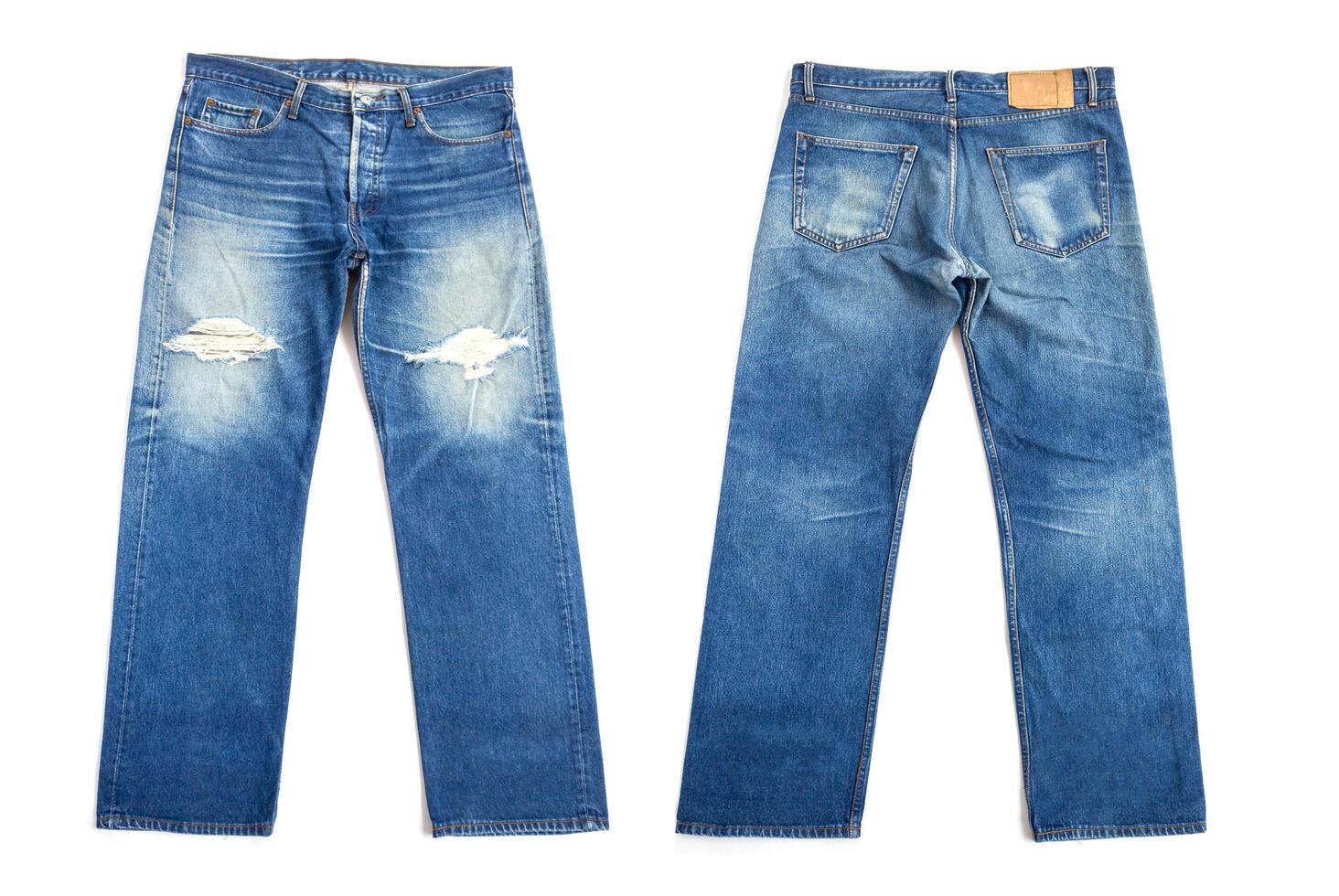 Blue jeans isolated on white background. photo