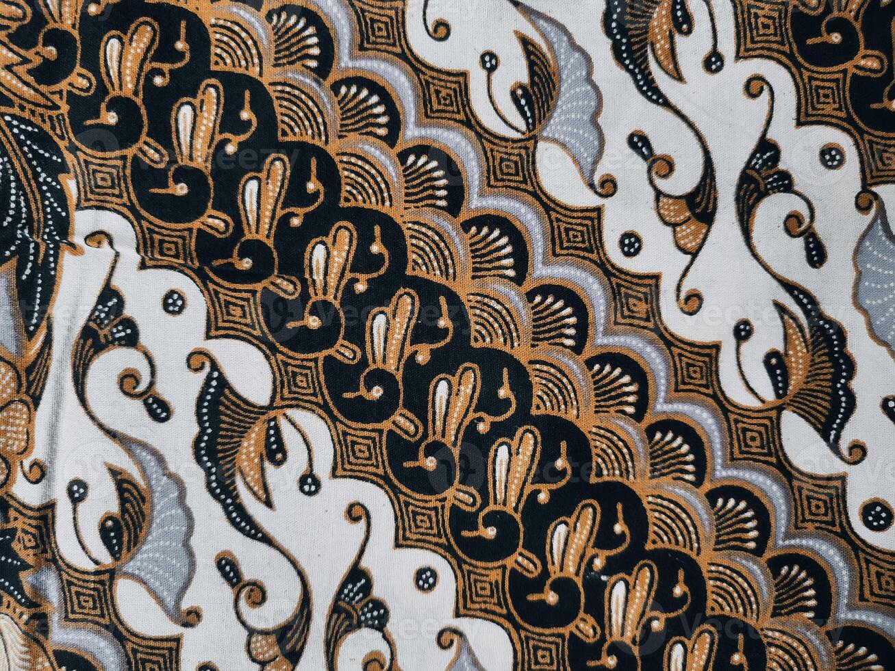 background pattern featuring motifs commonly found in Javanese batik. The pattern is symmetrical and abstract, and can be used on fabric, clothing, artwork photo